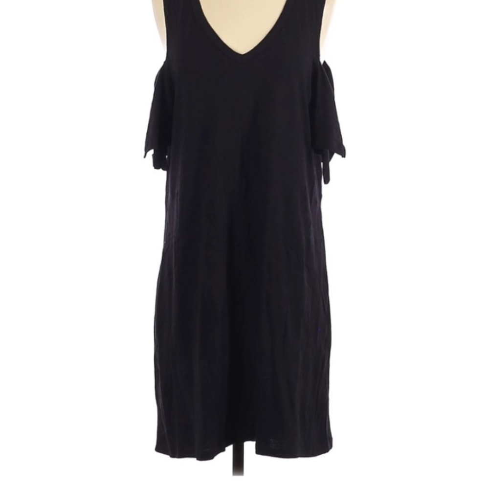 Sanctuary Black Cold Shoulder V Neck Short Dress